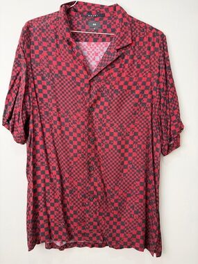 Ksubi Men's Red Viscose Button Down Shirt M Oversized Short Sleeve Lightly Used